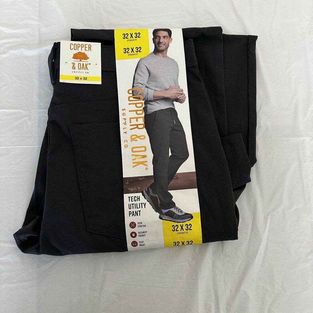 Copper & Oak Men's All Day Tech Pants 32x32 Straight Fit Gray